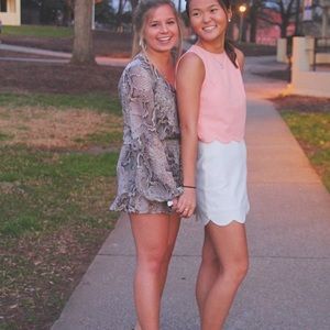 Pink and White scalloped dress